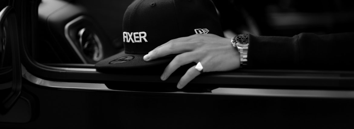 FIXER × NEW ERA (フィクサー × ニューエラ) 59FIFTY®　FNE-01 ベースボールキャップ BLACK × WHITE (ブラック × ホワイト) 【Special Special Special Model】愛知 名古屋 Alto e Diritto アルトエデリット 帽子 キャップ Wネーム スペシャルコラボ