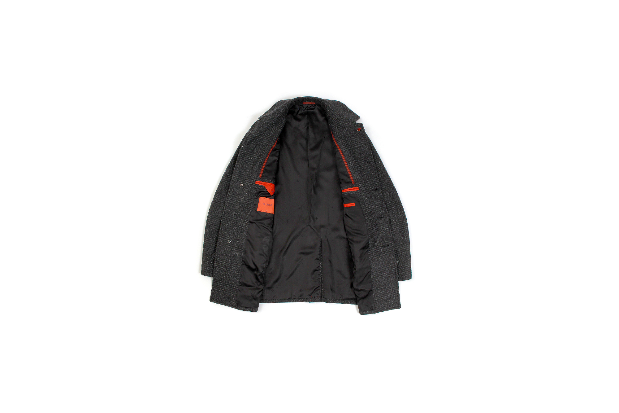 ISAIA (イザイア) CAPPOTTO (カッポット) グレンチェック フラノウール カーコート BLACK (ブラック・990) Made in italy (イタリア製) 2020 秋冬新作 愛知 名古屋 altoediritto アルトエデリット