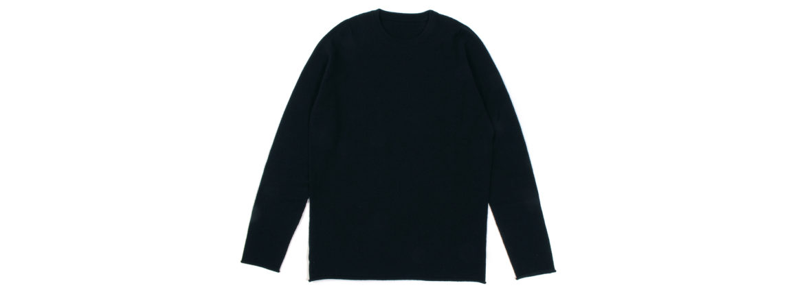 lucien pellat-finet(ルシアン ペラフィネ) Cashmere Crew Neck Sweater カシミア クルーネック セーター BLACK (ブラック) made in scotland (スコットランド製) 【Alto e Diritto 別注 // 無地】のイメージ