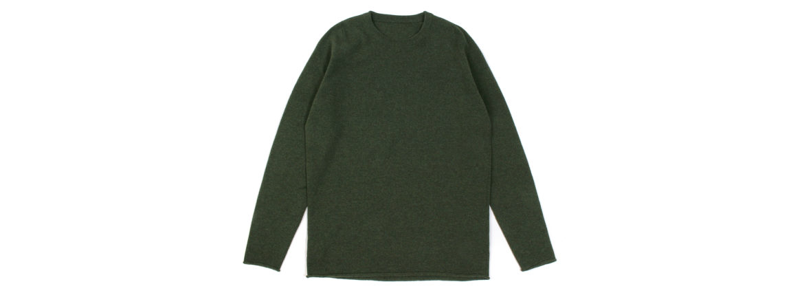 lucien pellat-finet(ルシアン ペラフィネ) Cashmere Crew Neck Sweater カシミア クルーネック セーター LODEN (オリーブ) made in scotland (スコットランド製) 2020 春夏新作 愛知 名古屋 altoediritto アルトエデリット lucienpellatfinet インターシャ