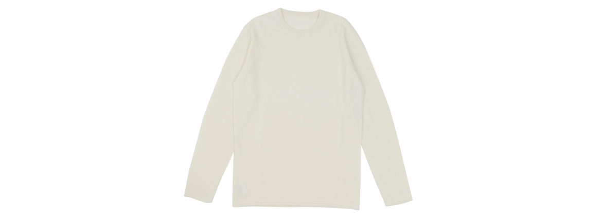 lucien pellat-finet(ルシアン ペラフィネ) Cashmere Crew Neck Sweater カシミア クルーネック セーター WHITE (ホワイト) made in scotland (スコットランド製)  【Alto e Diritto別注 // 無地】のイメージ