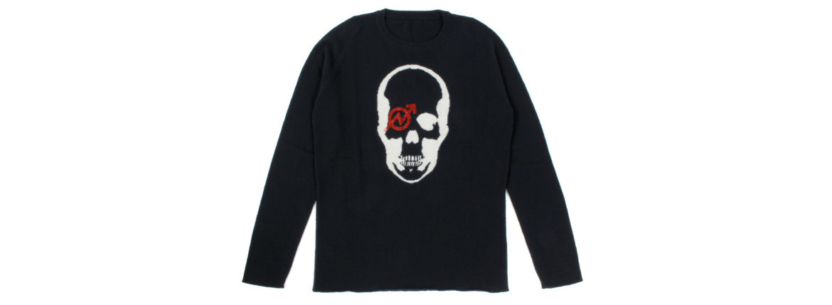 lucien pellat-finet (ルシアン ペラフィネ) Skull With Crystal Squat Cashmere Sweater (スカルクリスタル カシミア セーター) インターシャ カシミア スカル セーター BLACK × WHITE(ブラック×ホワイト) made in scotland (スコットランド製) 2020 秋冬新作 【Special Model】【入荷しました】【フリー分発売開始】Alto e Diritto altoediritto アルトエデリット 愛知 名古屋 カシミヤ カシミア