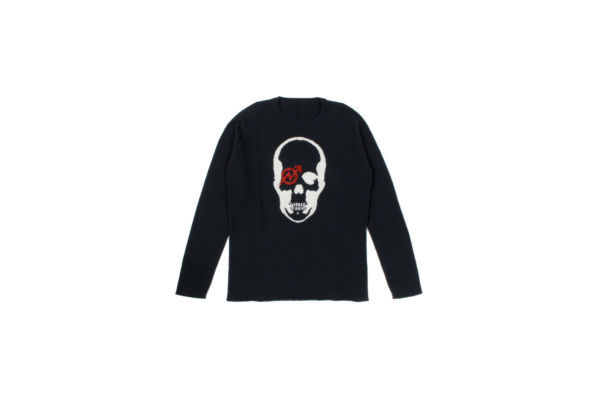 lucien pellat-finet (ルシアン ペラフィネ) Skull With Crystal Squat Cashmere Sweater (スカルクリスタル カシミア セーター) インターシャ カシミア スカル セーター BLACK × WHITE(ブラック×ホワイト) made in scotland (スコットランド製) 2020 秋冬新作 【Special Model】【入荷しました】【フリー分発売開始】Alto e Diritto altoediritto アルトエデリット 愛知 名古屋 カシミヤ カシミア