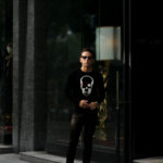lucien pellat-finet (ルシアン ペラフィネ) Skull With Crystal Squat Cashmere Sweater (スカルクリスタル カシミア セーター) インターシャ カシミア スカル セーター BLACK × WHITE(ブラック×ホワイト) made in scotland (スコットランド製) 2020 秋冬新作 【Special Model】【入荷しました】【フリー分発売開始】のイメージ