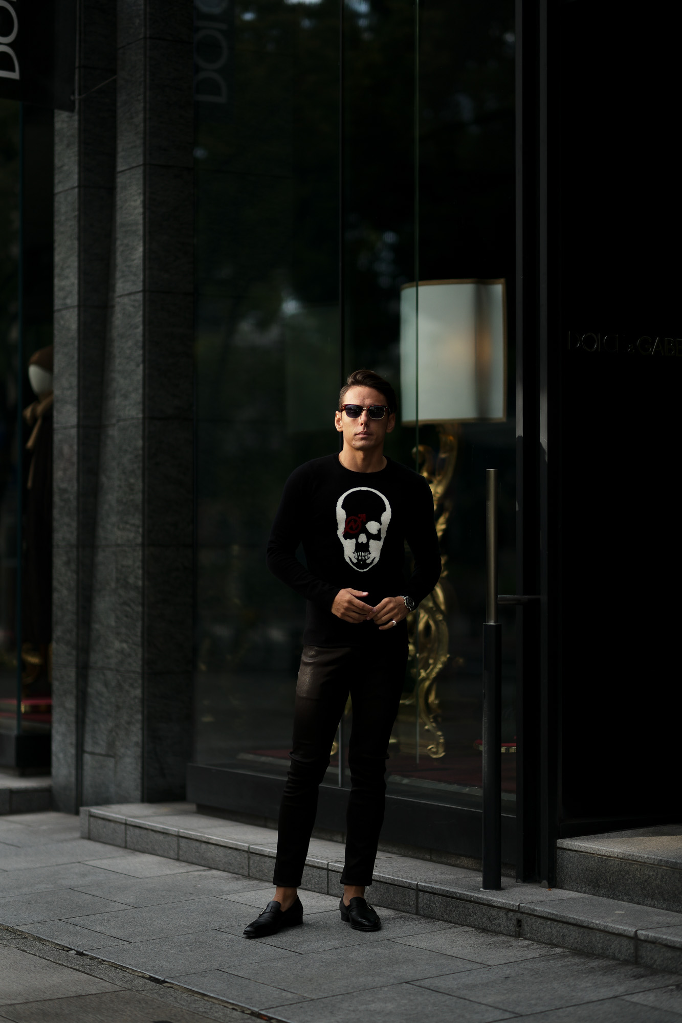 lucien pellat-finet (ルシアン ペラフィネ) Skull With Crystal Squat Cashmere Sweater (スカルクリスタル カシミア セーター) インターシャ カシミア スカル セーター BLACK × WHITE(ブラック×ホワイト) made in scotland (スコットランド製) 2020 秋冬新作 【Special Model】【入荷しました】【フリー分発売開始】Alto e Diritto altoediritto アルトエデリット 愛知 名古屋 カシミヤ カシミア