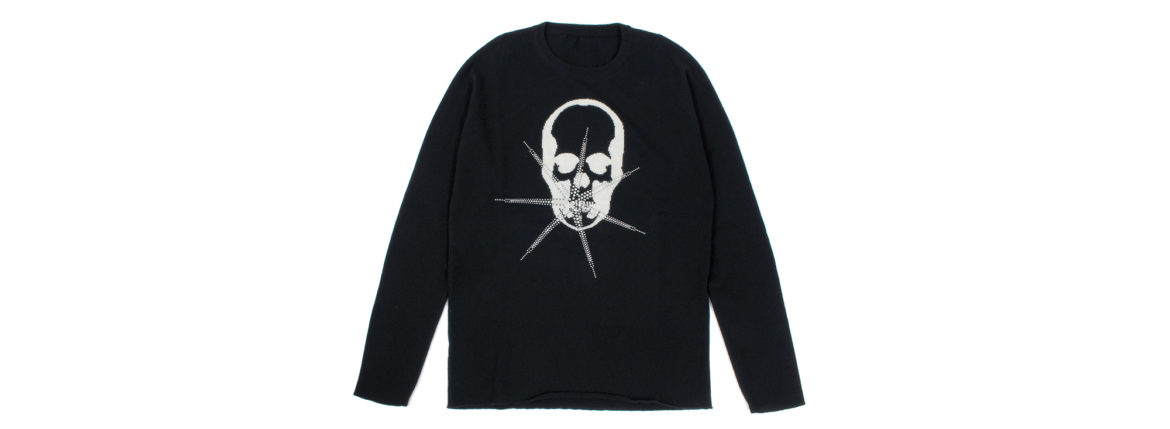 lucien pellat-finet (ルシアン ペラフィネ) Skull With Crystal Star Flash Sweater (スカル クリスタル スター フラッシュ カシミア セーター) インターシャ カシミア スカル セーター BLACK × WHITE(ブラック×ホワイト) made in scotland (スコットランド製) 2020 秋冬新作 【Special Model】【入荷しました】【フリー分発売開始】 Alto e Diritto altoediritto アルトエデリット 愛知 名古屋 カシミヤ カシミア