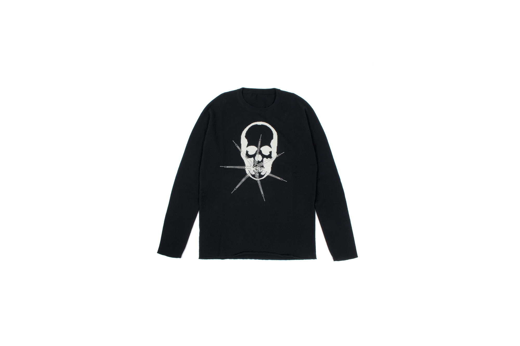 lucien pellat-finet (ルシアン ペラフィネ) Skull With Crystal Star Flash Sweater (スカル クリスタル スター フラッシュ カシミア セーター)  インターシャ カシミア スカル セーター BLACK × WHITE(ブラック×ホワイト) made in scotland (スコットランド製) 2020 秋冬新作 【Special Model】【入荷しました】【フリー分発売開始】 Alto e Diritto altoediritto アルトエデリット 愛知 名古屋 カシミヤ カシミア