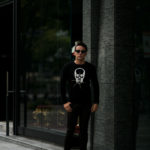 lucien pellat-finet (ルシアン ペラフィネ) Skull With Crystal Star Flash Sweater (スカル クリスタル スター フラッシュ カシミア セーター) インターシャ カシミア スカル セーター BLACK × WHITE(ブラック×ホワイト) made in scotland (スコットランド製) 2020 秋冬新作 【Special Model】【入荷しました】【フリー分発売開始】のイメージ