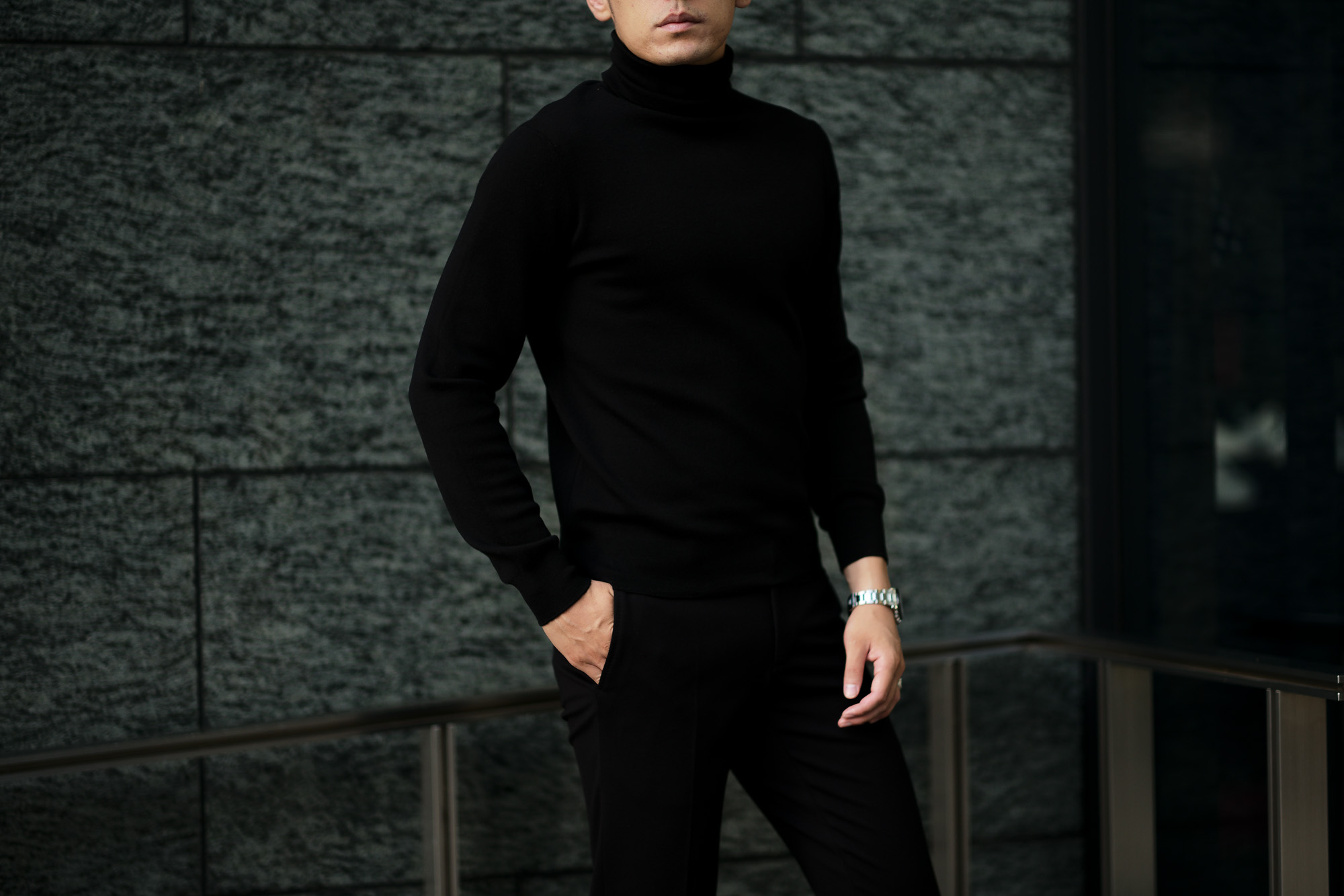 MANRICO CASHMERE (マンリコ カシミア) Super Cashmere Turtle Neck Sweater (スーパーカシミア タートルネック セーター) ハイゲージ アラシャンカシミヤニット セーター BLACK (ブラック) made in italy (イタリア製)　2020 秋冬 【ご予約受付中】愛知 名古屋 altoediritto アルトエデリット manricocashmere マンリコカシミア