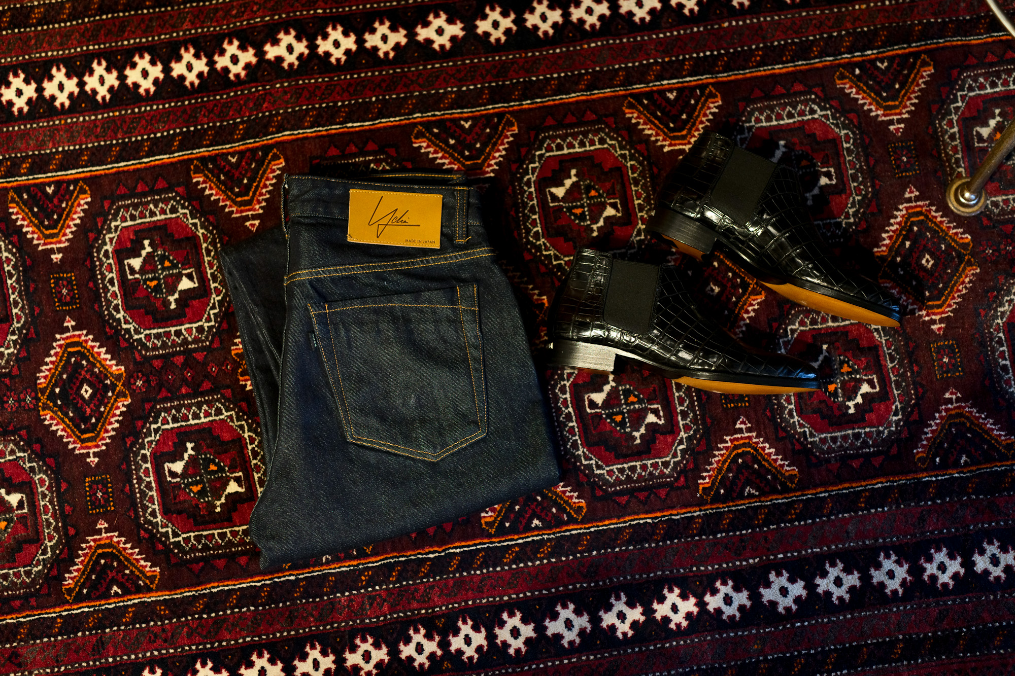 YCHAI（イカイ）ROBUSTO (ロブスト) Japan Silk Denim (ジャパンシルクデニム) メイドインジャパン シルクデニム パンツ INDIGO (インディゴ) MADE IN JAPAN (日本製) 2020 秋冬新作 【Special Model】愛知 名古屋 Alto e Diritto altoediritto アルトエデリット Georgesdepatiricia ジョルジュドパトリシア Diablo ディアブロ クロコダイル ストレートチップシューズ