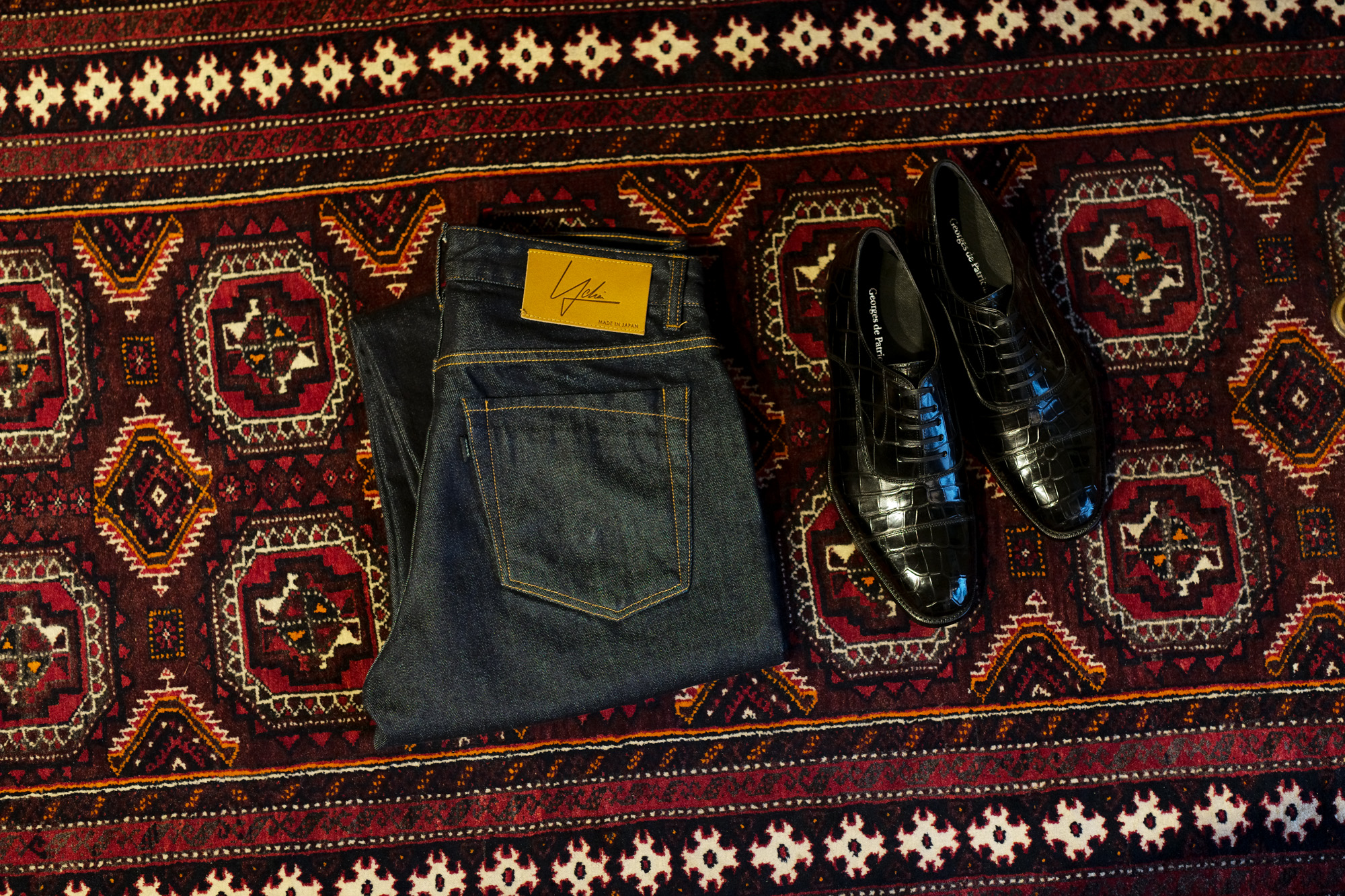 YCHAI（イカイ）ROBUSTO (ロブスト) Japan Silk Denim (ジャパンシルクデニム) メイドインジャパン シルクデニム パンツ INDIGO (インディゴ) MADE IN JAPAN (日本製) 2020 秋冬新作 【Special Model】愛知 名古屋 Alto e Diritto altoediritto アルトエデリット Georgesdepatiricia ジョルジュドパトリシアZagato ザガート クロコダイル ストレートチップシューズ