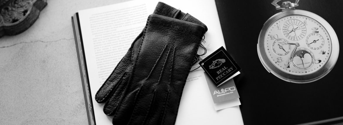 ALPO (アルポ) Peccary Cashmere Lining Gloves (ペッカリー カシミア ライニング グローブ) カシミア100% ライニング ペッカリー 手袋 グローブ NERO (ブラック) Made in italy (イタリア製) 2020 秋冬新作 【Special Glove】【Alto e Diritto 別注】のイメージ