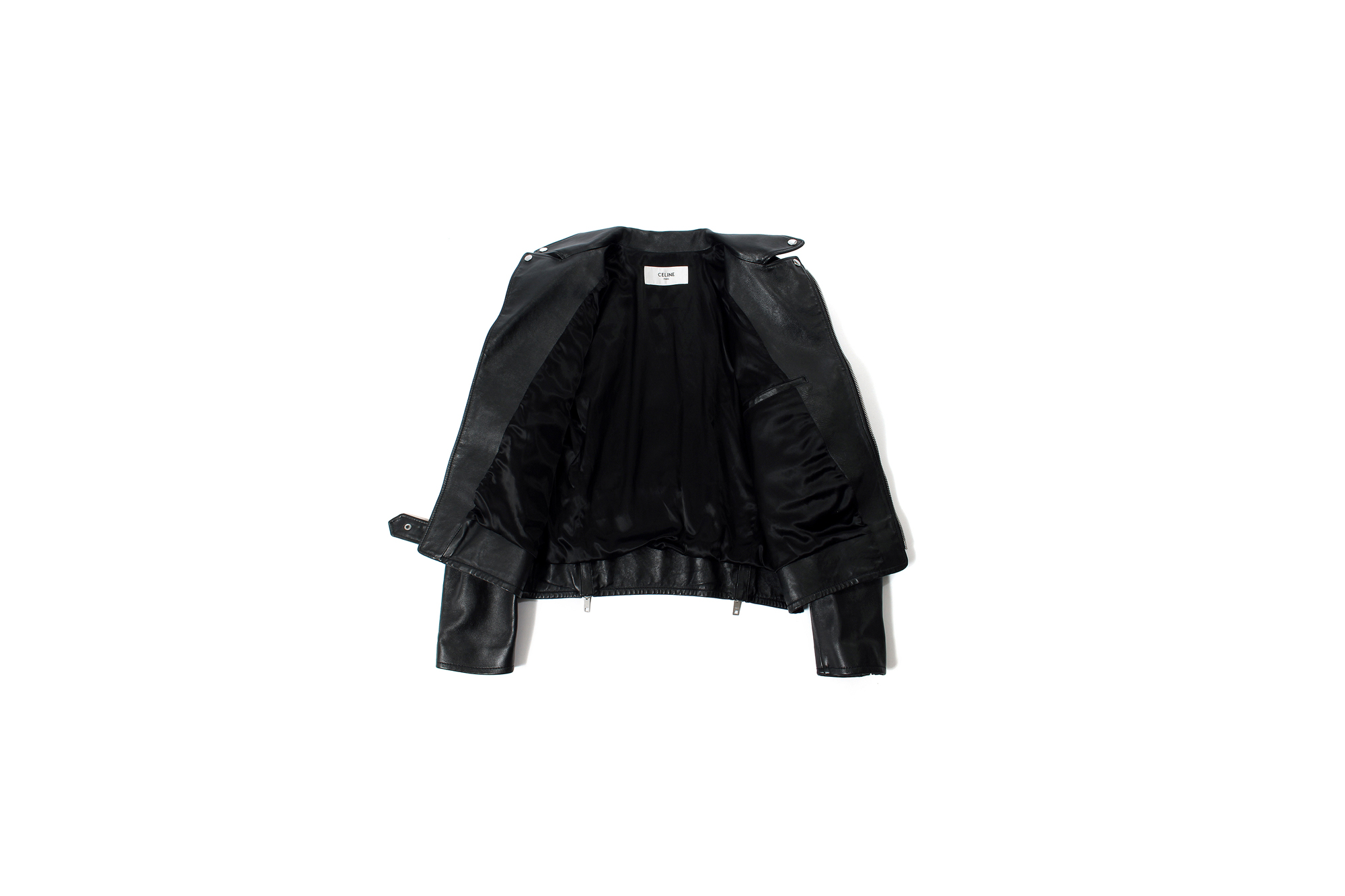 CELINE (セリーヌ) CLASSIC BIKER CALF SKIN (クラシックバイカー カーフスキン) カーフレザー ダブル ライダース ジャケット BLACK (ブラック) Made in italy (イタリア製) 2020 秋冬新作 愛知　名古屋 Alto e Diritto altoediritto アルトエデリット 44 46 48 50 52 54