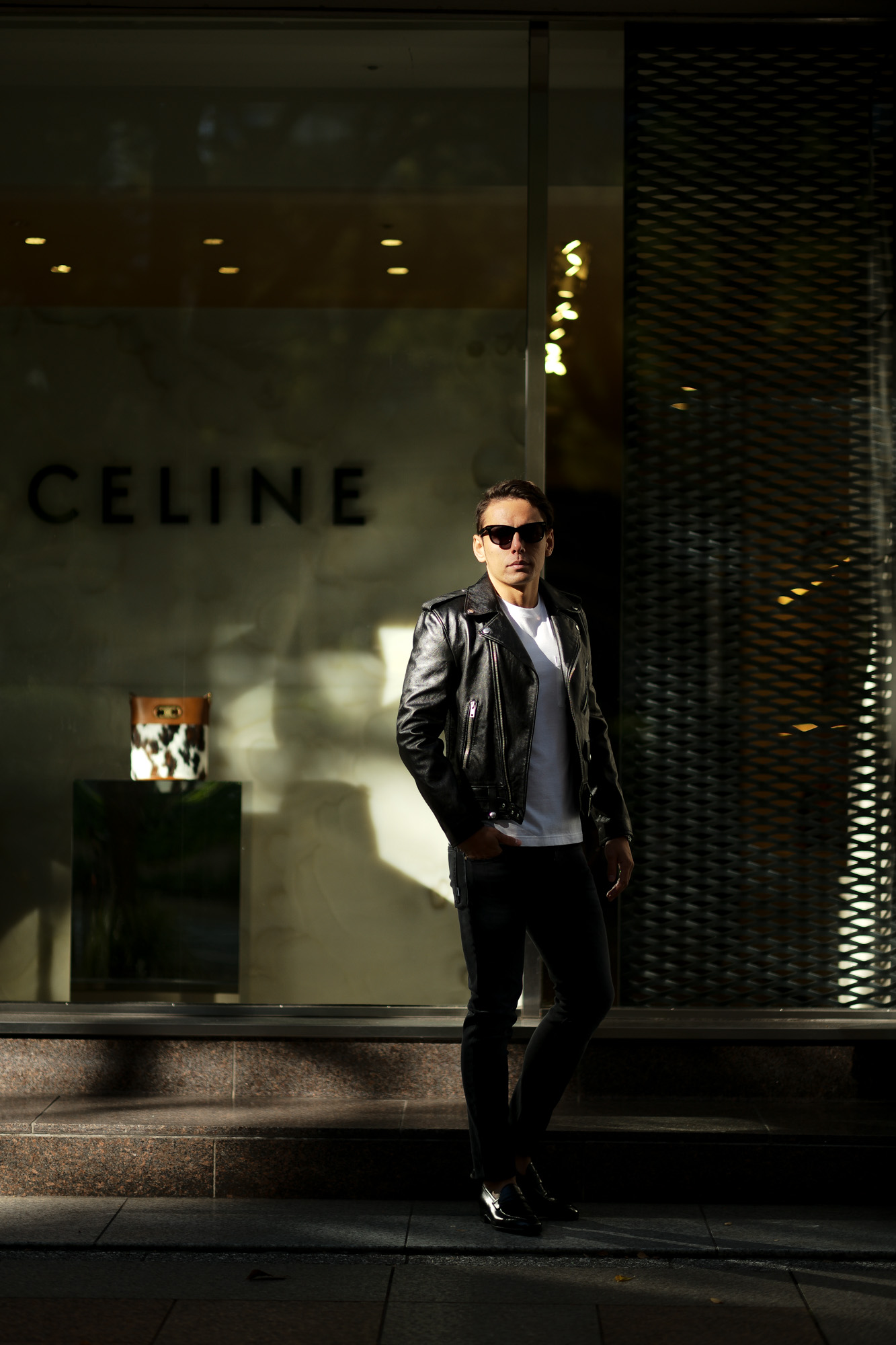 CELINE (セリーヌ) CLASSIC BIKER CALF SKIN (クラシックバイカー カーフスキン) カーフレザー ダブル ライダース ジャケット BLACK (ブラック) Made in italy (イタリア製) 2020 秋冬新作 愛知　名古屋 Alto e Diritto altoediritto アルトエデリット 44 46 48 50 52 54