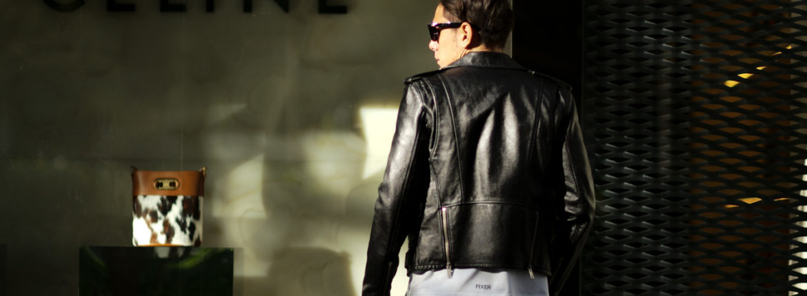 CELINE (セリーヌ) CLASSIC BIKER CALF SKIN (クラシックバイカー カーフスキン) カーフレザー ダブル ライダース ジャケット BLACK (ブラック) Made in italy (イタリア製) 2020 秋冬新作 愛知　名古屋 Alto e Diritto altoediritto アルトエデリット 44 46 48 50 52 54