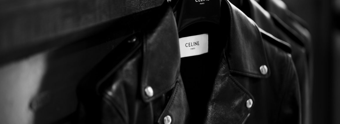 CELINE (セリーヌ) CLASSIC BIKER CALF SKIN (クラシックバイカー カーフスキン) カーフレザー ダブル ライダース ジャケット BLACK (ブラック) Made in italy (イタリア製) 2020 秋冬新作 愛知　名古屋 Alto e Diritto altoediritto アルトエデリット 44 46 48 50 52 54