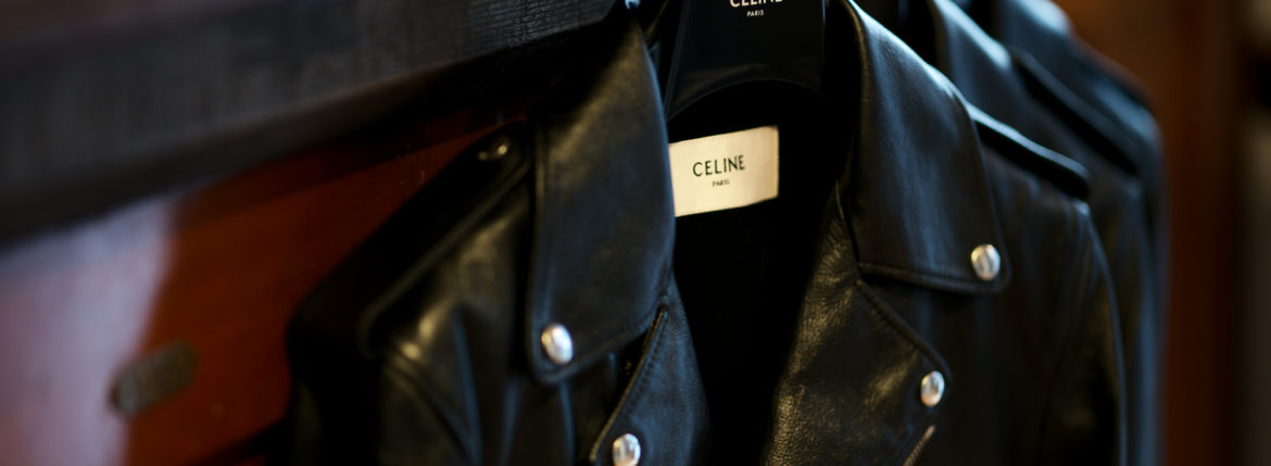 CELINE (セリーヌ) CLASSIC BIKER CALF SKIN (クラシックバイカー カーフスキン) カーフレザー ダブル ライダース ジャケット BLACK (ブラック) Made in italy (イタリア製) 2020 秋冬新作 愛知　名古屋 Alto e Diritto altoediritto アルトエデリット 44 46 48 50 52 54