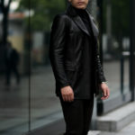 cuervo bopoha (クエルボ ヴァローナ) Satisfaction Leather Collection (サティスファクション レザー コレクション) Vincent (ヴィンセント) BUFFALO LEATHER (バッファロー レザー) レザー Pコート BLACK (ブラック) MADE IN JAPAN (日本製) 2020秋冬 【入荷しました】のイメージ