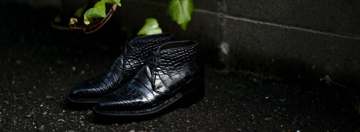 ENZO BONAFE (エンツォボナフェ) ART.3722 Crocodile Chukka boots クロコダイル Mat Crocodile Leather マット クロコダイル エキゾチックレザー チャッカブーツ NERO (ブラック) made in italy (イタリア製) 2020 秋冬 愛知　名古屋 Alto e Diritto altoediritto アルトエデリット 入荷しました