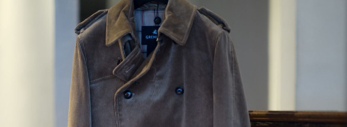 GRENFELL (グレンフェル) KENSINGTON2 CORDUROY (ケンジントン2 コーデュロイ) コーデュロイ トレンチコート BEIGE (ベージュ・33) Made in England (イギリス製) 2020 秋冬新作 愛知 名古屋 Alto e Diritto altoediritto アルトエデリット コート