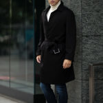 LUCA GRASSIA (ルカ グラシア) Belted coat (ベルテッド コート) カシミアフラノ カシミア バルカラー ベルテッド コート BLACK (ブラック)  Made in italy (イタリア製) 2020 秋冬新作 【Special Model】【Alto e Diritto限定】のイメージ