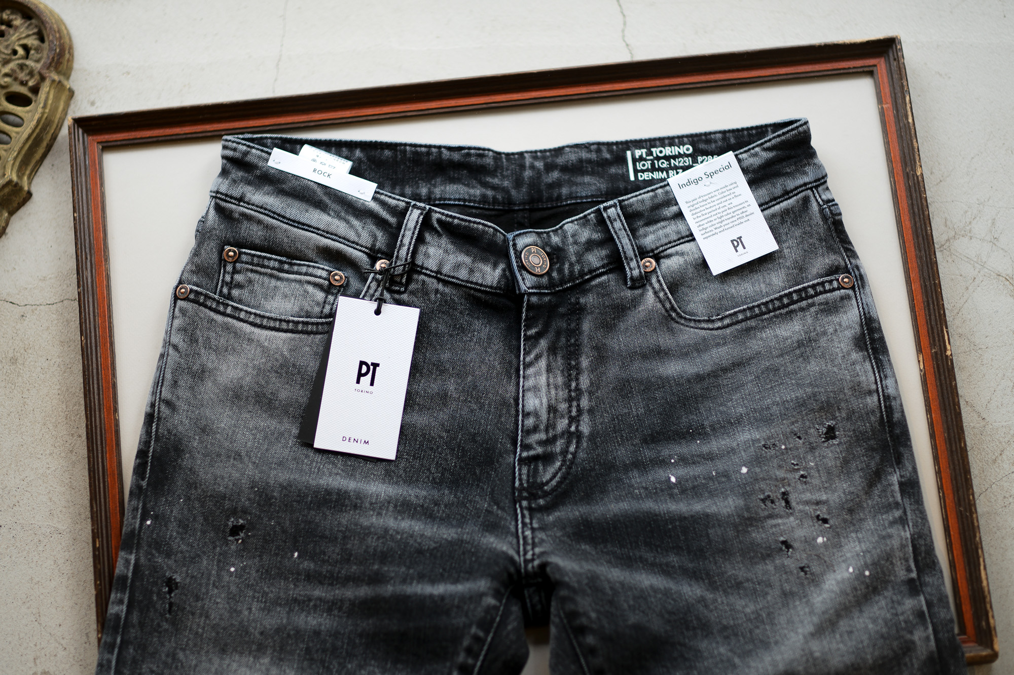 PT TORINO DENIM (ピーティートリノデニム) ROCK (ロック) SKINNY FIT (スキニーフィット) ストレッチ クラッシュ デニムパンツ BLACK (ブラック・LT24) 2021春夏 【ご予約受付中】愛知 名古屋 Alto e Diritto altoediritto アルトエデリット