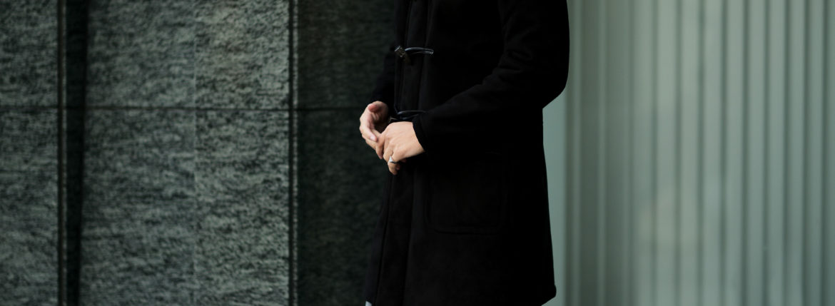 SILENCE(サイレンス) Mouton Duffle Coat D.F.MERINO SPAGNOLO (ミディアムヘアームートン) ムートン ダッフルコート NERO (ブラック) Made in italy (イタリア製) 2020 秋冬 愛知 名古屋 Alto e Diritto アルトエデリット