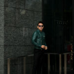 EMMETI(エンメティ) JOSEPH (ジョセフ) Lambskin Nappa Silk (ラムナッパシルクレザー) ダブルライダース BISTRO GARDEN (グリーン) Made in italy (イタリア製) 2020 秋冬新作 【Alto e Diritto 限定モデル】のイメージ