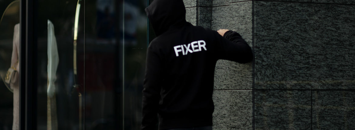 FIXER (フィクサー) FPK-01(エフピーケー01) Zip Up Hoodie ジップアップフーディー(バックプリント) BLACK (ブラック) 【ご予約開始します】【2020.12.14(Fri)～2020.12.26(Sat)】 愛知 名古屋 altoediritto アルトエデリット パーカー プリントロゴ ロゴプリント 肉厚 裏サーマル