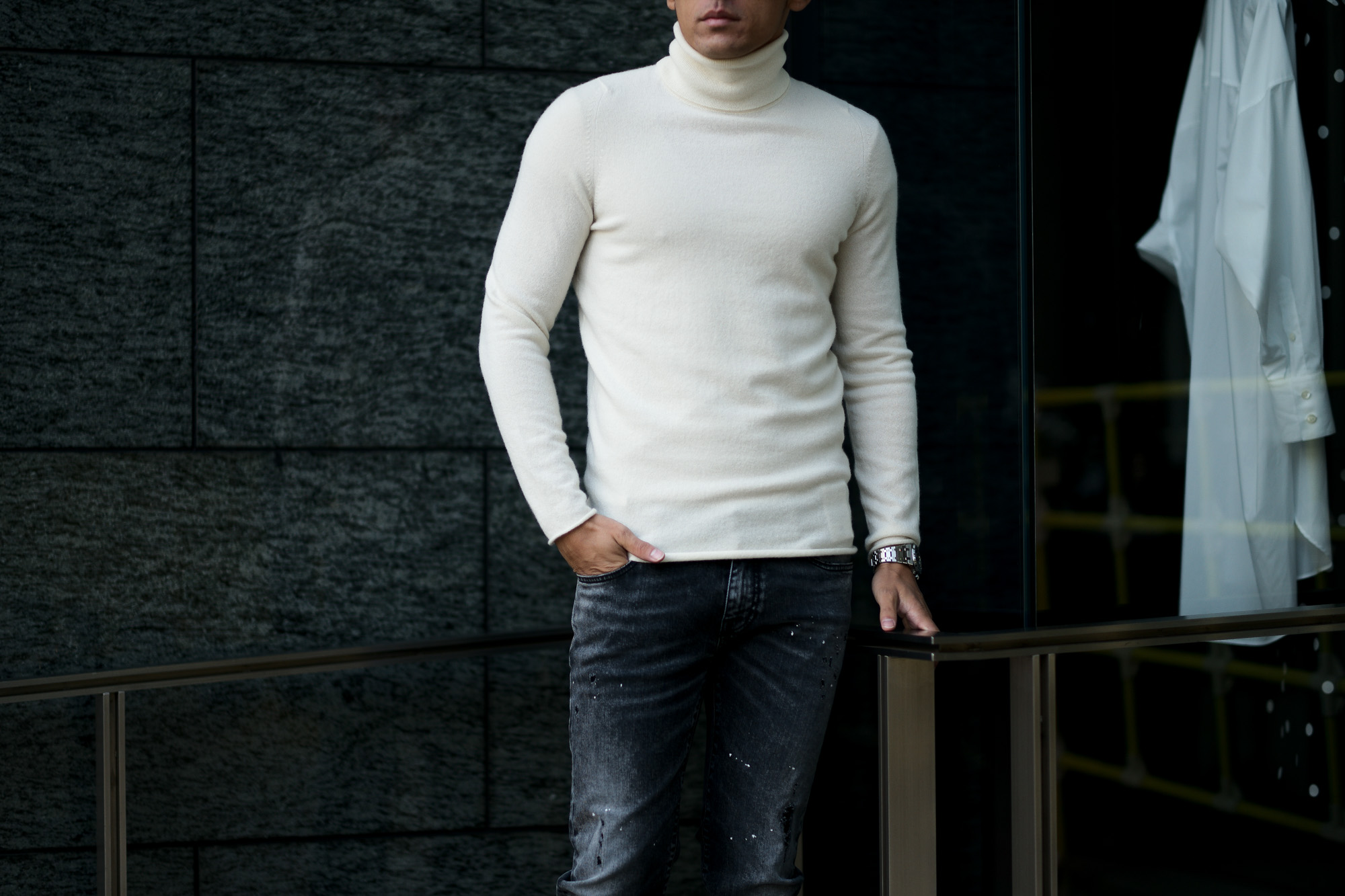 lucien pellat-fine (ルシアン ペラフィネ) Cashmere Roll Neck Sweater カシミア タートルネック セーター NIVEOUS (ホワイト) made in scotland (スコットランド製) 2020 秋冬新作 【入荷しました】【フリー分発売開始】愛知 名古屋 Alto e Diritto altoediritto アルトエデリット