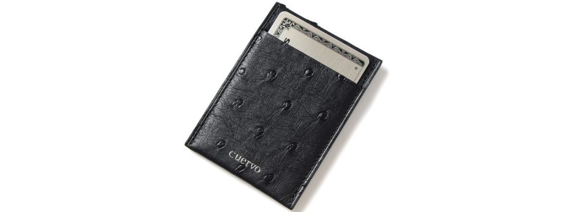 cuervo bopoha (クエルボ ヴァローナ) Thelonious (セロニアス) Ostrich Leather (オーストリッチレザー) カードケース BLACK (ブラック) Made in Japan (日本製) 2021のイメージ