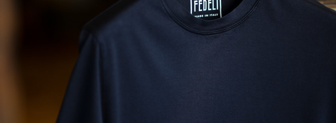 FEDELI(フェデリ) Crew Neck T-shirt (クルーネック Tシャツ) ギザコットン Tシャツ NAVY (ネイビー・626) made in italy (イタリア製) 2021 春夏【ご予約受付中】愛知 名古屋 altoediritto アルトエデリット スペシャルモデル TEE 半袖Ｔシャツ