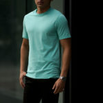 FEDELI(フェデリ) Crew Neck T-shirt (クルーネック Tシャツ) ギザコットン Tシャツ TIFFANY (ブルー・65) made in italy (イタリア製) 2021 春夏 【Special Color】【第2便ご予約受付中】のイメージ
