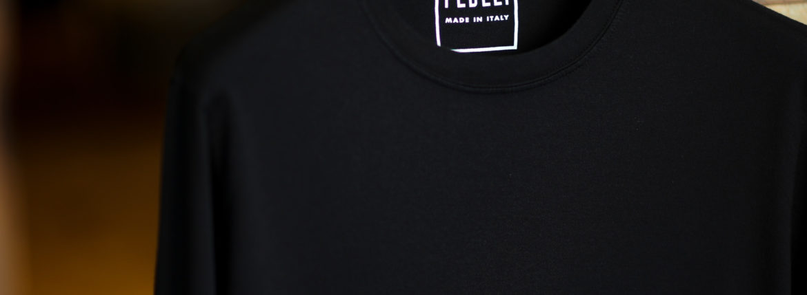 FEDELI (フェデリ) Long Sleeve Crew Neck T-shirt (ロングスリーブ Tシャツ) ギザコットン ロングスリーブ Tシャツ BLACK (ブラック・36) made in italy (イタリア製) 2021 春夏 【ご予約受付中】愛知 名古屋 Alto e Diritto altoediritto アルトエデリット ロンT ロングTシャツ