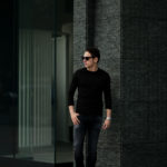 FEDELI (フェデリ) Long Sleeve Crew Neck T-shirt (ロングスリーブ Tシャツ) ギザコットン ロングスリーブ Tシャツ BLACK (ブラック・36) made in italy (イタリア製) 2021 春夏 【ご予約受付中】のイメージ