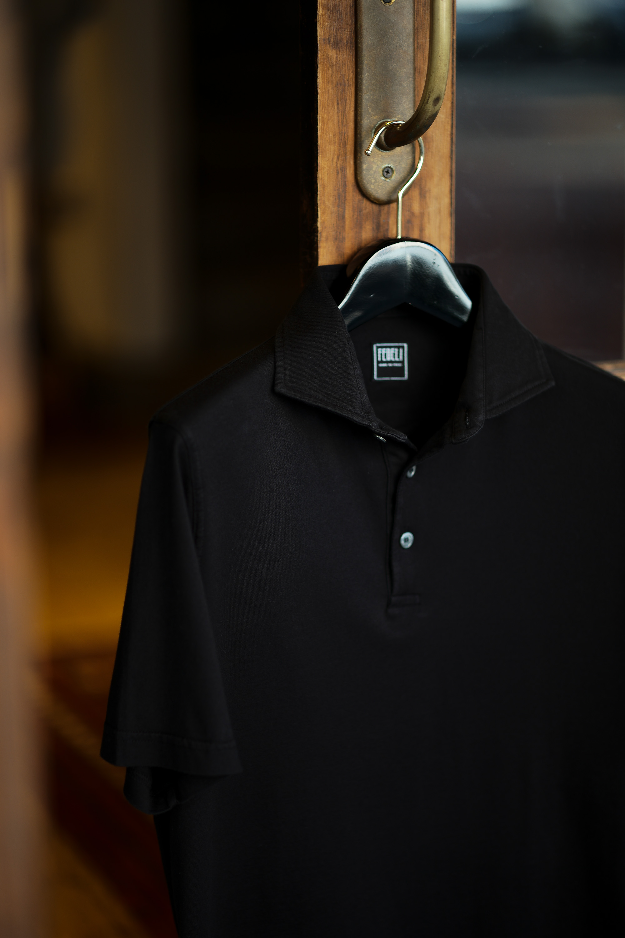 FEDELI (フェデリ) Polo Shirt GIZA45 (ポロシャツ) ギザコットン ポロシャツ BLACK (ブラック・36) made in italy (イタリア製) 2021 春夏 【ご予約受付中】愛知 名古屋 Alto e Diritto altoediritto アルトエデリット 半袖ポロシャツ