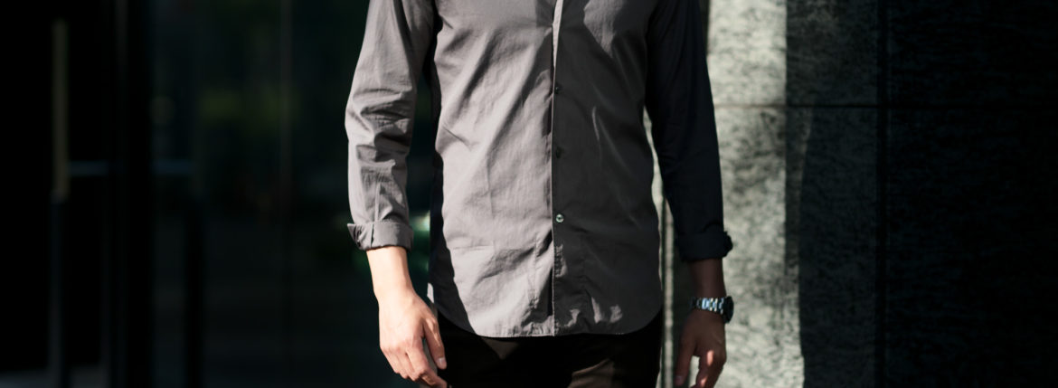 Finamore (フィナモレ) SEUL ITALIAN COLOR COTTON POPLIN SHIRTS コットンポプリン ワンピースカラー シャツ GRAY (グレー・42) made in italy (イタリア製) 2021 春夏 愛知 名古屋 altoediritto アルトエデリット