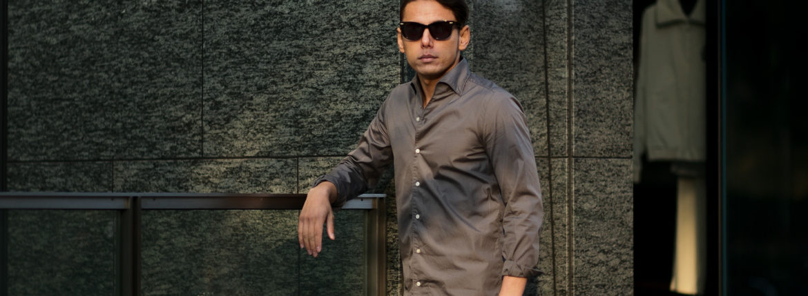 Finamore (フィナモレ) SEUL ITALIAN COLOR COTTON POPLIN SHIRTS コットンポプリン ワンピースカラー シャツ GRAY (グレー・42) made in italy (イタリア製) 2021 春夏 愛知 名古屋 altoediritto アルトエデリット