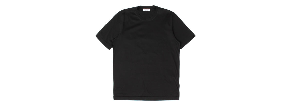 Gran Sasso (グランサッソ) Crew Neck T-shirt (クルーネック Tシャツ) Mercerised Cotton マーセライズドコットン Tシャツ BLACK (ブラック・099)　made in italy (イタリア製) 2021春夏新作 gransasso 愛知　名古屋 Alto e Diritto altoediritto アルトエデリット TEE