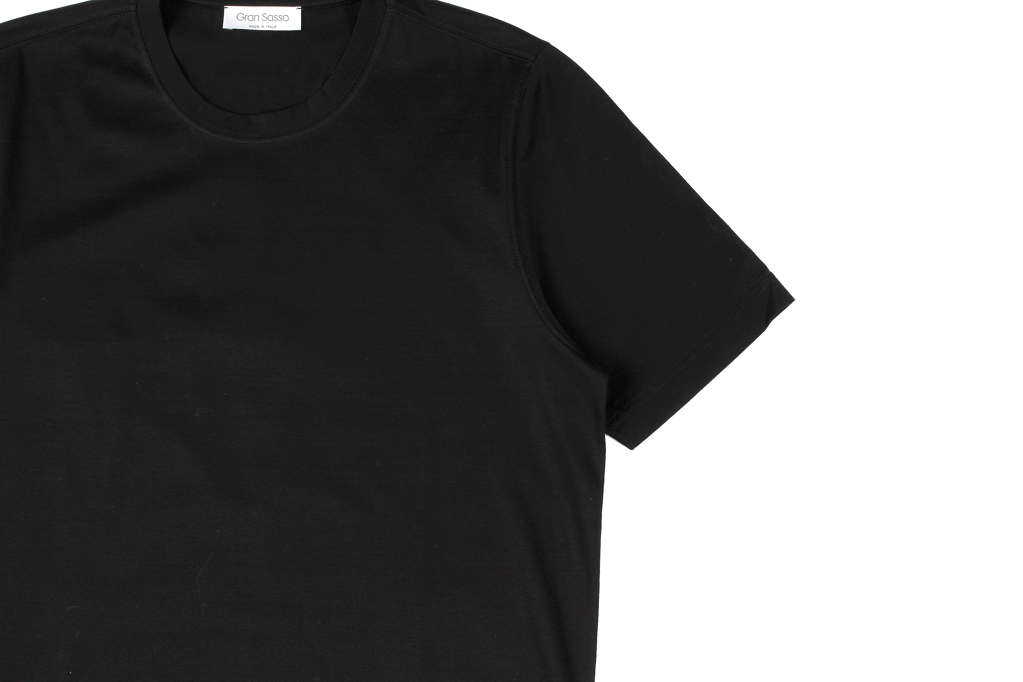 Gran Sasso (グランサッソ) Crew Neck T-shirt (クルーネック Tシャツ) Mercerised Cotton マーセライズドコットン Tシャツ BLACK (ブラック・099)　made in italy (イタリア製) 2021春夏新作 gransasso 愛知　名古屋 Alto e Diritto altoediritto アルトエデリット TEE