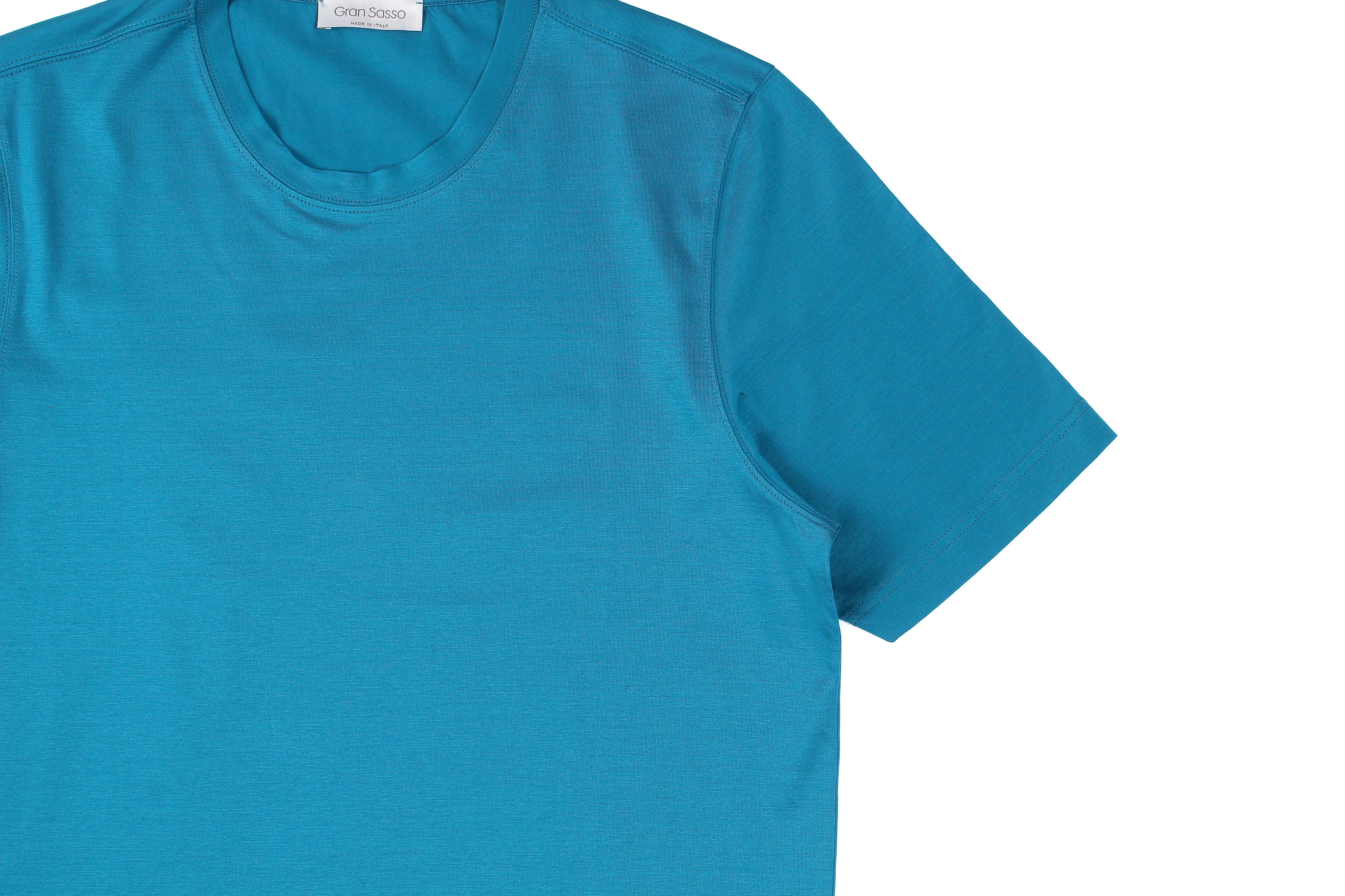 Gran Sasso (グランサッソ) Crew Neck T-shirt (クルーネック Tシャツ) Mercerised Cotton マーセライズドコットン Tシャツ TURQUOISE (ターコイズ・546)　made in italy (イタリア製) 2021春夏新作 gransasso 愛知　名古屋 Alto e Diritto altoediritto アルトエデリット TEE