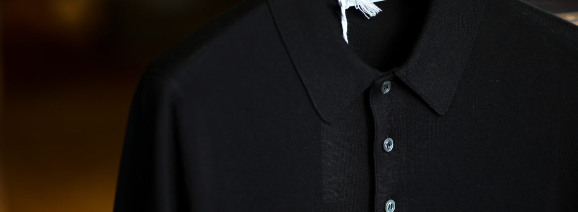 Gran Sasso (グランサッソ) Silk Knit Polo Shirt (シルクニットポロシャツ) SETA (シルク 100%) シルク ニット ポロシャツ BLACK (ブラック・099) made in italy (イタリア製) 2021 春夏新作 【入荷しました】【フリー分発売開始】のイメージ
