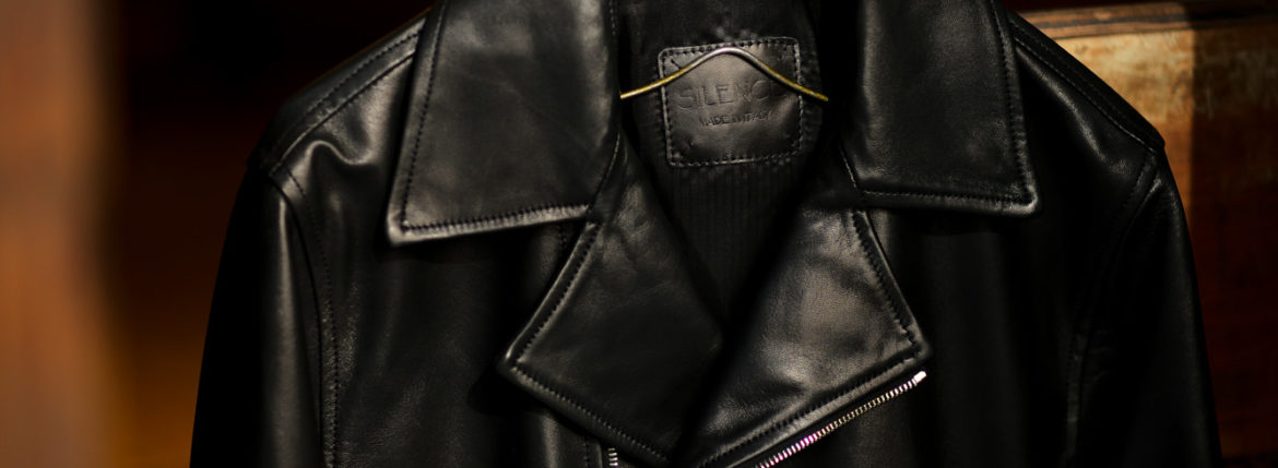 SILENCE (サイレンス) Double Riders Jacket (ダブル ライダース ジャケット) Goatskin Leather (ゴートスキンレザー) GOLD ZIP (ゴールドジップ) レザー ライダース ジャケット NERO GOLD ZIP (ブラックゴールドジップ) Made in italy (イタリア製) 2021 春夏新作 愛知 名古屋 Alto e Diritto altoediritto アルトエデリット