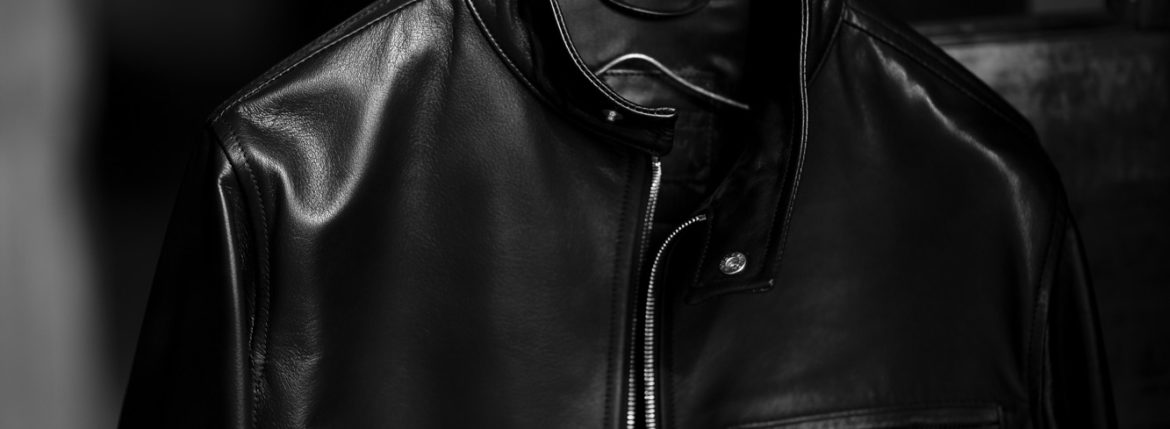 SILENCE (サイレンス) Single Leather Jacket (シングルレザー ジャケット) Goatskin Leather (ゴートスキンレザー) シングル ライダース ジャケット NERO GOLD ZIP (ブラックゴールドジップ) Made in italy (イタリア製) 2021 春夏新作 【入荷しました】【フリー分発売開始】のイメージ