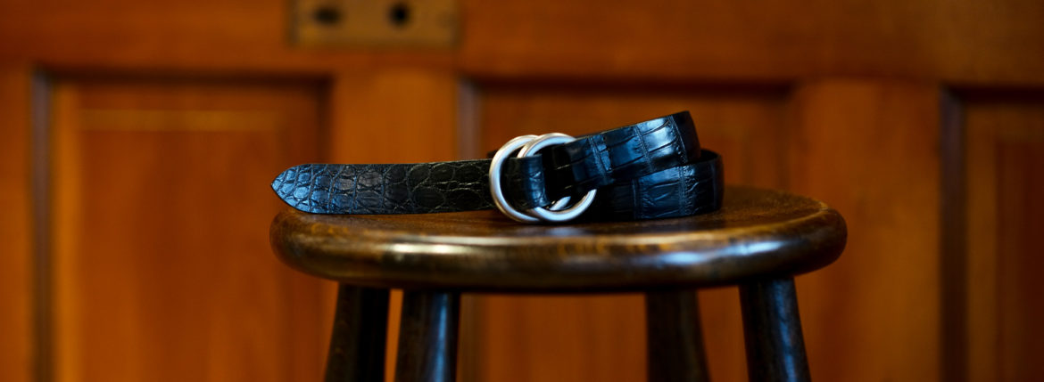 THE SOLE(ザ ソロ) Nile Crocodile Leather SUPREME 30MM ナイルクロコダイル ダブルリング ベルト レザーベルト BLACK(ブラック) 【ご予約受付中】クロコダイル ダブルリングベルト SUPREME 30MM幅 クロコダイル 愛知 名古屋 Alto e Diritto altoediritto アルトエデリット リングベルト MASTER PLAN 神藤 光太郎