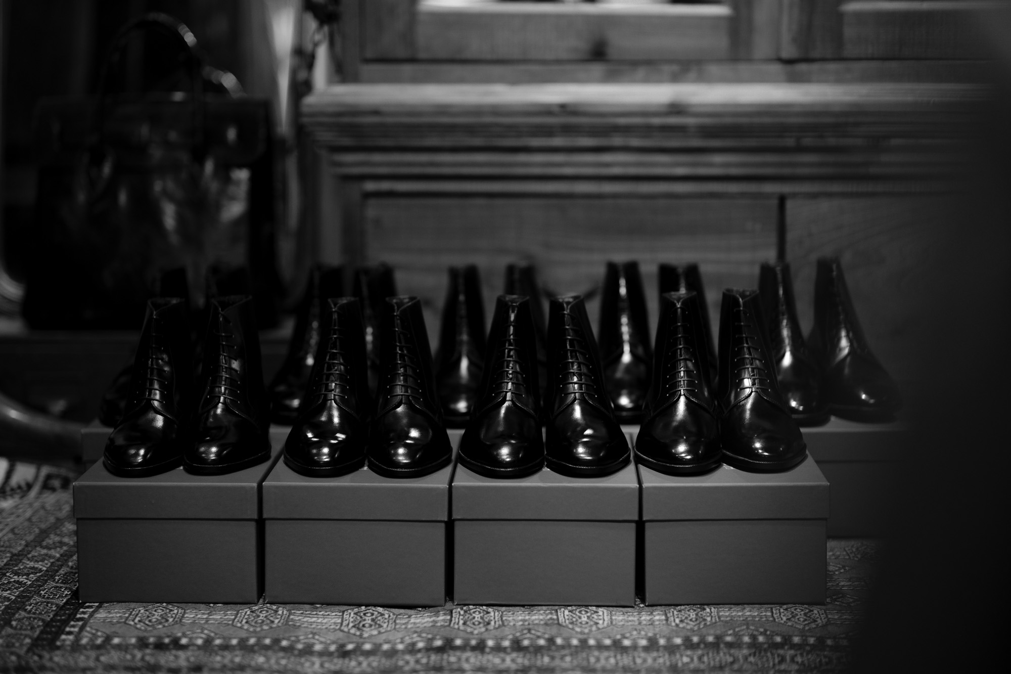AUBERCY (オーベルシー) HUGH Lace up boots (ヒュー) Du Puy Vitello デュプイ社ボックスカーフ レースアップブーツ NERO (ブラック) made in italy (イタリア製) 2021 春夏 愛知 名古屋 Alto e Diritto altoediritto アルトエデリット ブーツ 編み上げブーツ ドレスブーツ