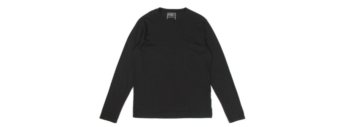 FEDELI (フェデリ) Long Sleeve Crew Neck T-shirt (ロングスリーブ Tシャツ) ギザコットン ロングスリーブ Tシャツ BLACK (ブラック・36) made in italy (イタリア製) 2021 春夏 【ご予約受付中】愛知 名古屋 Alto e Diritto altoediritto アルトエデリット ロンT ロングTシャツ