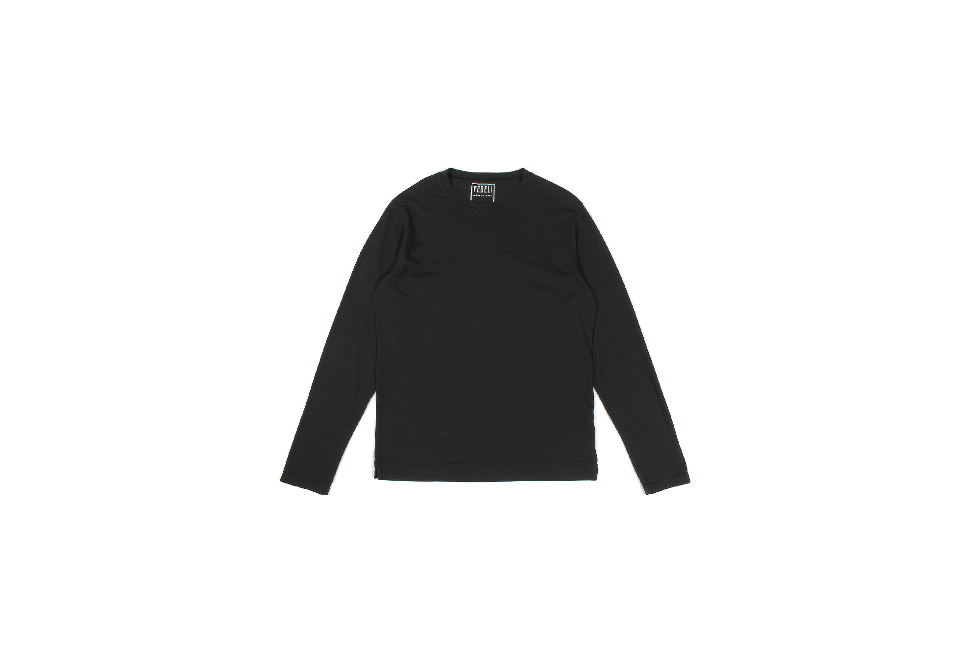 FEDELI (フェデリ) Long Sleeve Crew Neck T-shirt (ロングスリーブ Tシャツ) ギザコットン ロングスリーブ Tシャツ BLACK (ブラック・36) made in italy (イタリア製) 2021 春夏 【ご予約受付中】愛知 名古屋 Alto e Diritto altoediritto アルトエデリット ロンT ロングTシャツ