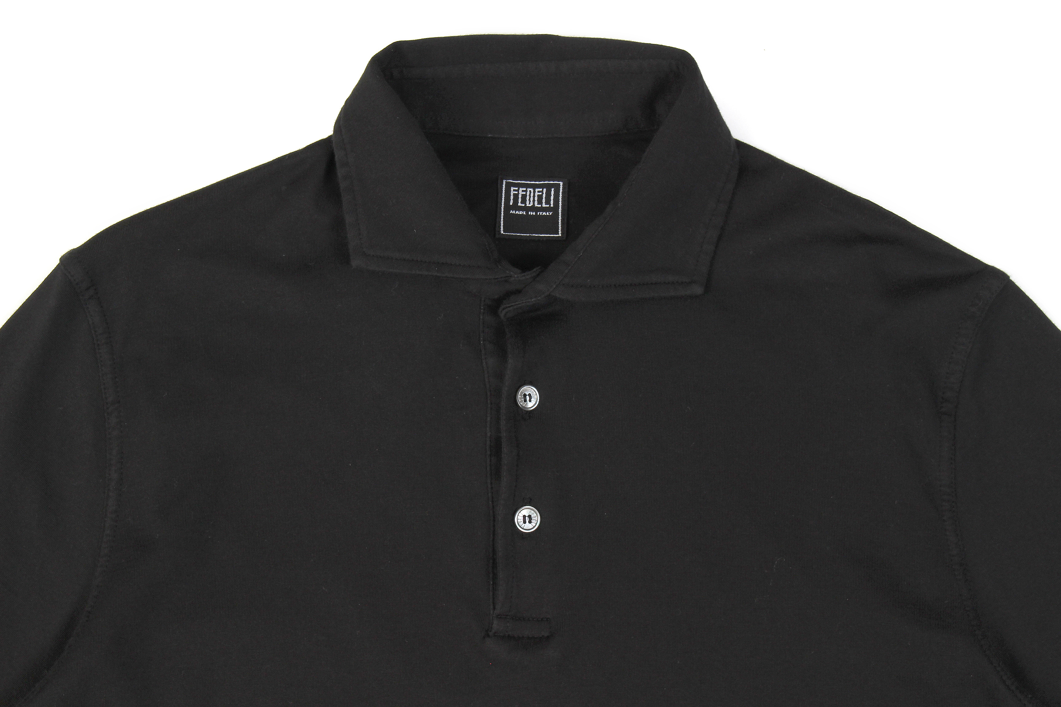 FEDELI (フェデリ) Polo Shirt GIZA45 (ポロシャツ) ギザコットン ポロシャツ BLACK (ブラック・36) made in italy (イタリア製) 2021 春夏新作 愛知 名古屋 Alto e Diritto altoediritto アルトエデリット 半袖ポロシャツ