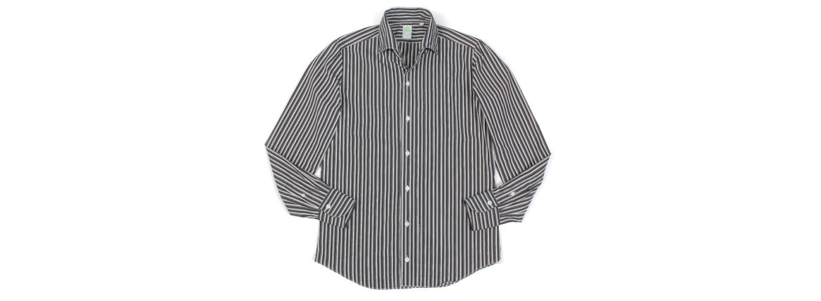 Finamore (フィナモレ) SEUL ITALIAN COLOR STRIPE SHIRTS (イタリアンカラーストライプシャツ) THOMAS MASON COTTON POPLIN RANDOM STRIPE (トーマスメイソン コットンポプリン ランダムストライプ) ワンピースカラー シャツ BLACK×WHITE (ブラック×ホワイト・01) made in italy (イタリア製) 2021 春夏【Alto e Diritto別注】【Special Model】 愛知 名古屋 Alto e Diritto altoediritto アルトエデリット シャツ ストライプシャツ